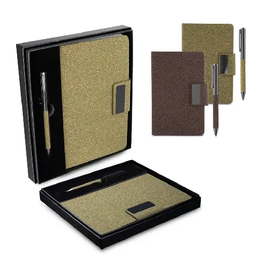 Kit escritório A5 em PU e fibra de café ou chá e C