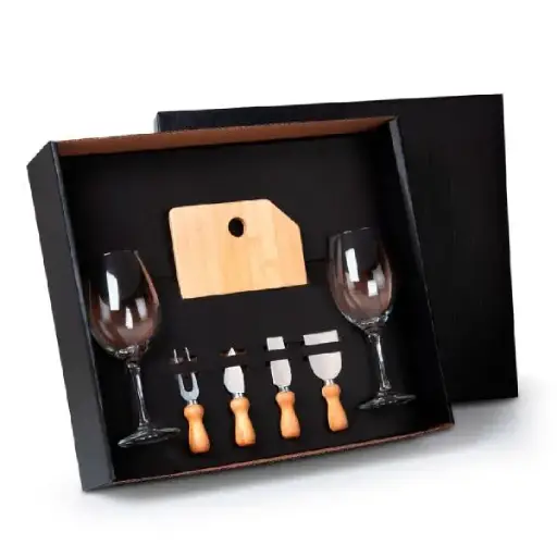 Kit Queijo E Vinho - 7 Pçs - brinde personalizado Brinex